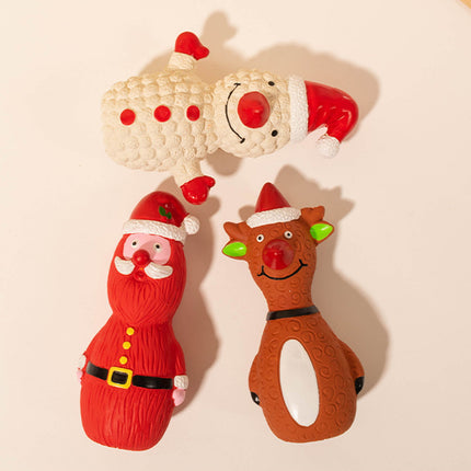Christmas Dog Toys Set Santa Reindeer Snowman Latex Pet Squeaker Toys Multicolor