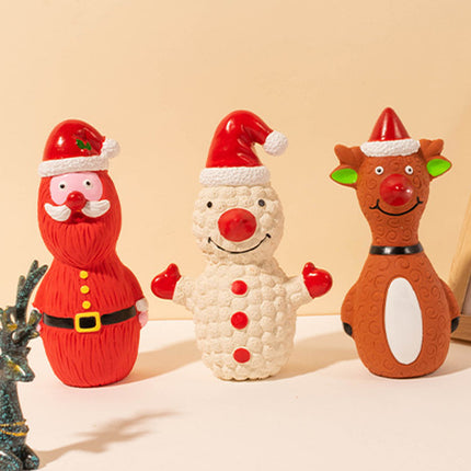 Christmas Dog Toys Set Santa Reindeer Snowman Latex Pet Squeaker Toys Multicolor