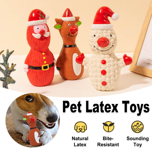 Christmas Dog Toys Set Santa Reindeer Snowman Latex Pet Squeaker Toys Multicolor