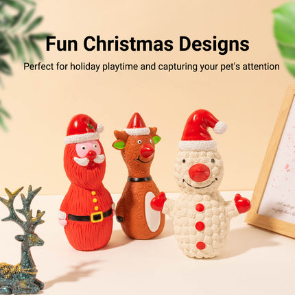 Christmas Dog Toys Set Santa Reindeer Snowman Latex Pet Squeaker Toys Multicolor