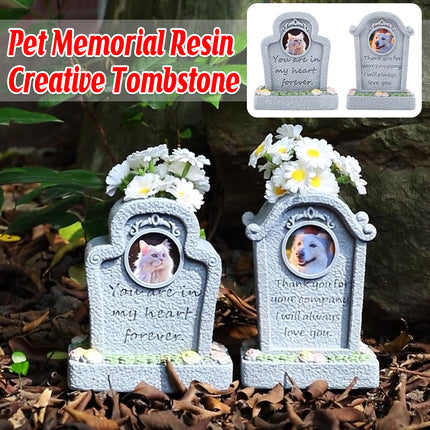Pet Commemorative Resin Tombstone Cat Dog Funeral Ornament Animal Spirit Tablet