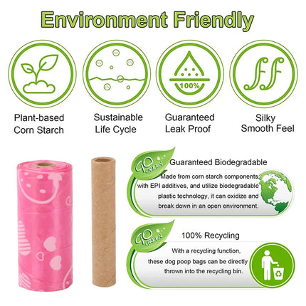 8 Rolls Pet Poop Bag Garbage Bags Biodegradable Leakproof Tear-Resistant Use