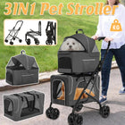 3 in 1 Portable Folding Pet Stroller Outdoor Travel Double Deck Cat Dog Carrier