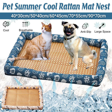 Summer Pet Mat Cooling Kennel Mat Breathable Cat Dog Bed Soft Washable Cushion