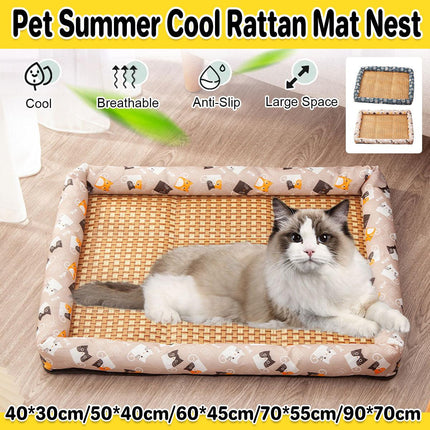 Summer Pet Mat Cooling Kennel Mat Breathable Cat Dog Bed Soft Washable Cushion
