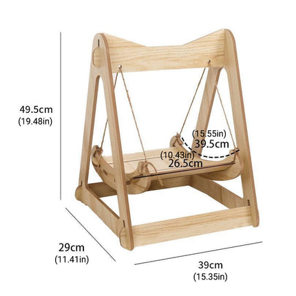 Wooden Cat Rocking Bed Double Layer Hanging Nest Small Pet Swing Anti Tip Design