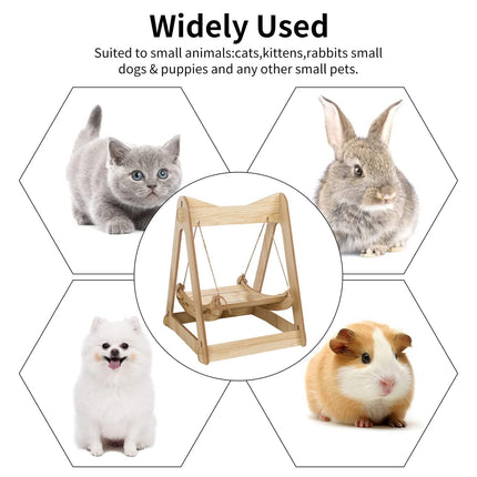 Wooden Cat Rocking Bed Double Layer Hanging Nest Small Pet Swing Anti Tip Design