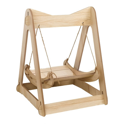 Wooden Cat Rocking Bed Double Layer Hanging Nest Small Pet Swing Anti Tip Design