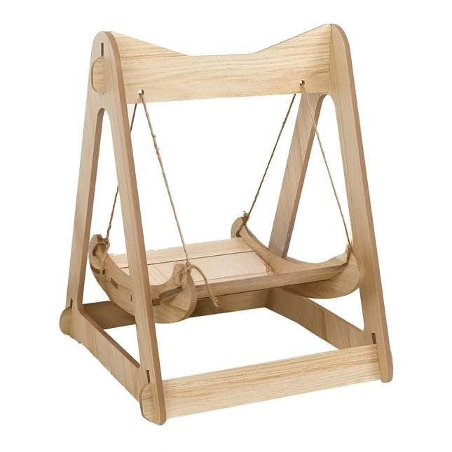 Wooden Cat Rocking Bed Double Layer Hanging Nest Small Pet Swing Anti Tip Design