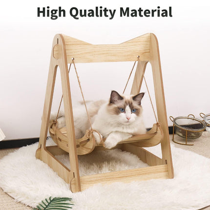 Wooden Cat Rocking Bed Double Layer Hanging Nest Small Pet Swing Anti Tip Design