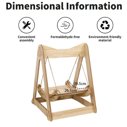 Wooden Cat Rocking Bed Double Layer Hanging Nest Small Pet Swing Anti Tip Design