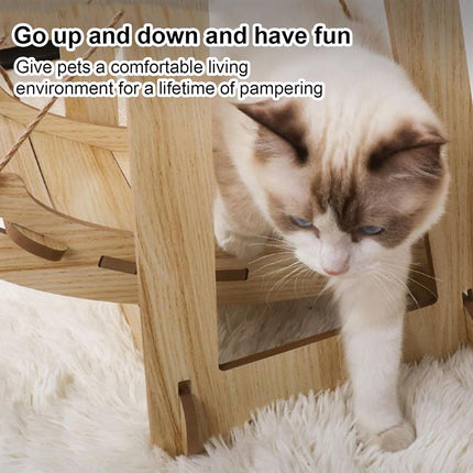 Wooden Cat Rocking Bed Double Layer Hanging Nest Small Pet Swing Anti Tip Design