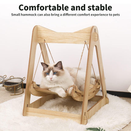 Wooden Cat Rocking Bed Double Layer Hanging Nest Small Pet Swing Anti Tip Design