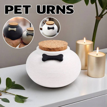 Ceramic Pet Memorial Urn with Cork Lid 2 Colours