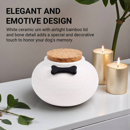 Ceramic Pet Memorial Urn with Cork Lid 2 Colours