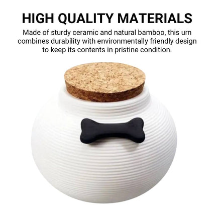 Ceramic Pet Memorial Urn with Cork Lid 2 Colours