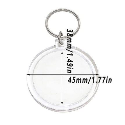 20PCS Keyring Clear Acrylic Photo Key Chain Picture Frame Blanks DIY Rings Gifts