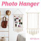 Hanging Photo Display with 30 Wood Clips Macrame Cotton Rope Wall Hanging Picture
