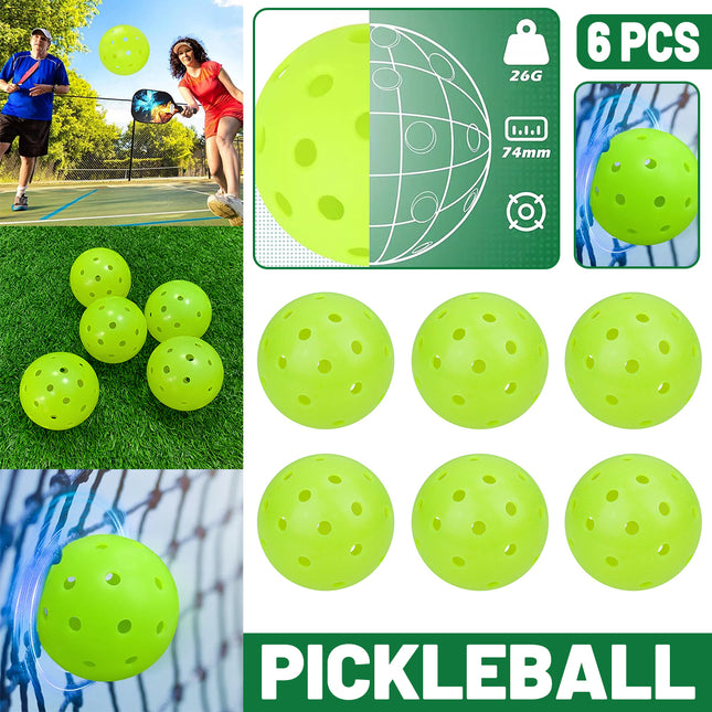 Pickleball Set 6PCS 74MM 40Hole Outdoor BallsTournament Training Sports Game