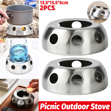 2PCS Portable Practical Stainless Steel Alcohol Stove Outdoor Stove for Camping