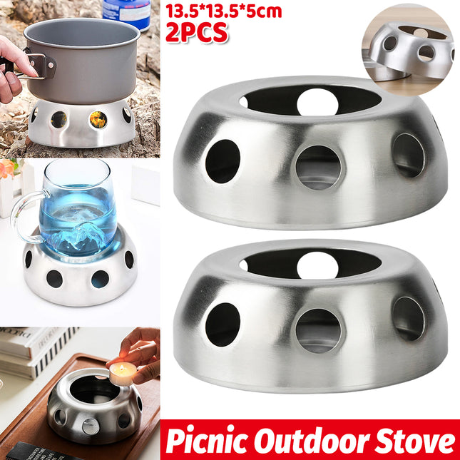 2PCS Portable Practical Stainless Steel Alcohol Stove Outdoor Stove for Camping