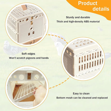 Pigeon Cage Foldable Plastic Homing Pigeon Crate Carrier Training Transport Box