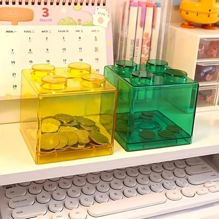 6pcs Stackable Building Blocks Coin Bank Toy Savings Jar Gift for Young Users