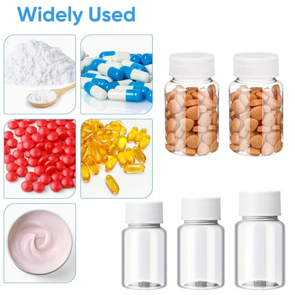 100 Pcs Clear Plastic Bottle with Lid 15 20 30ml for Pills Powder Craft Beads