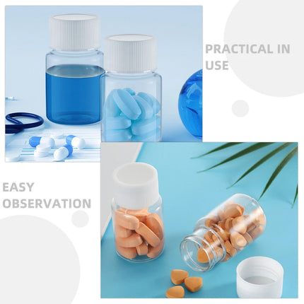 100 Pcs Clear Plastic Bottle with Lid 15 20 30ml for Pills Powder Craft Beads