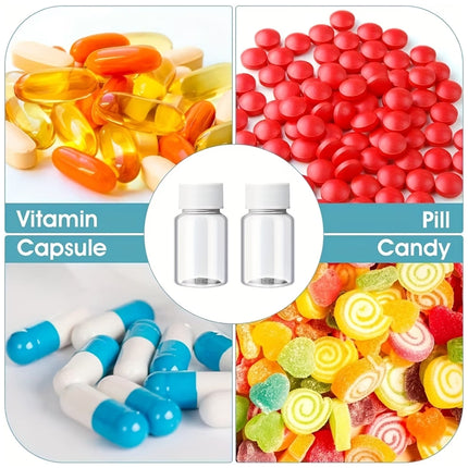 100 Pcs Clear Plastic Bottle with Lid 15 20 30ml for Pills Powder Craft Beads