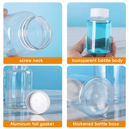 100 Pcs Clear Plastic Bottle with Lid 15 20 30ml for Pills Powder Craft Beads