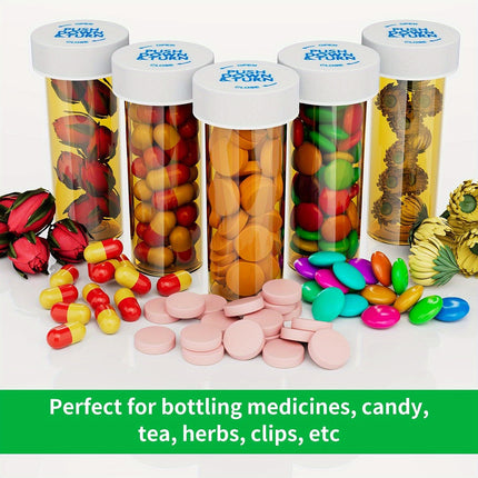 100PCS Sealed Twist Off Pill Bottles 6 Or 8 Dram Food Grade Transparent Portable