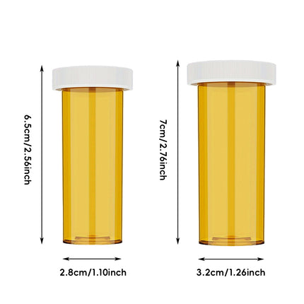 100PCS Sealed Twist Off Pill Bottles 6 Or 8 Dram Food Grade Transparent Portable