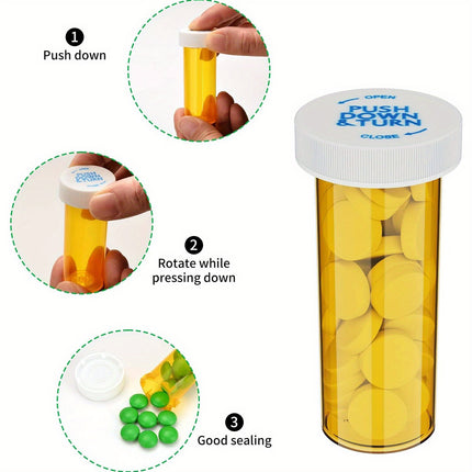 100PCS Sealed Twist Off Pill Bottles 6 Or 8 Dram Food Grade Transparent Portable