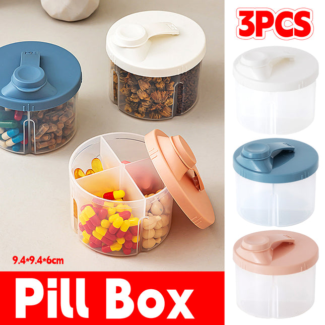 3Pcs Portable Pill Organizer Weekly Medicine Compartment Box Travel Daily Use