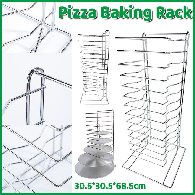 Pizza Baking Rack 14-Tier Iron Pizza Stand Easy to Storage for Kitchen Oven Use