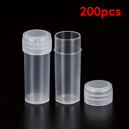 200 Pcs Clear Plastic Storage Bottle with Lid for Pills Beads Craft Small Items
