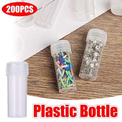 200 Pcs Clear Plastic Storage Bottle with Lid for Pills Beads Craft Small Items