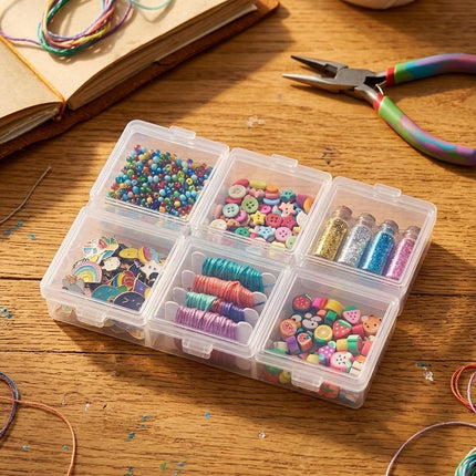 Clear 6 Compartment Parts Boxes 30 Pack PP S M Sizes
