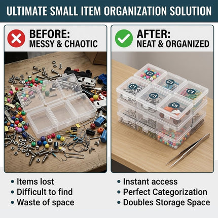 Clear 6 Compartment Parts Boxes 30 Pack PP S M Sizes