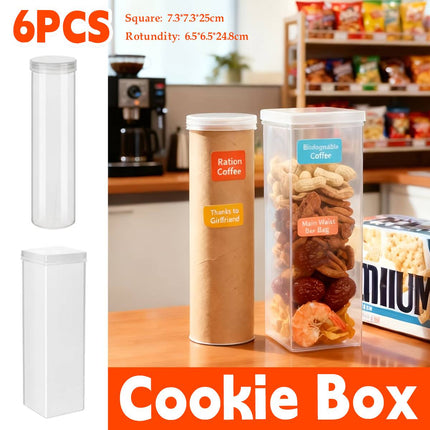 6-Pack Clear Airtight Storage Jars with Lids Transparent Plastic Canisters