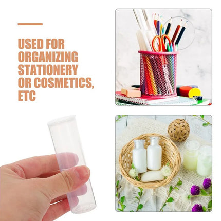 20Pcs Plastic Cylinder Container Clear Small Item Storage Lab Specimen Storage