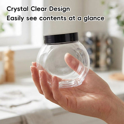 Clear Plastic Storage Jars 50 Pack Black or Clear Lids