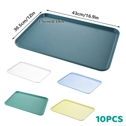 10 Pack Wheat Straw Serving Trays 43x30.5cm Stackable Easy Clean
