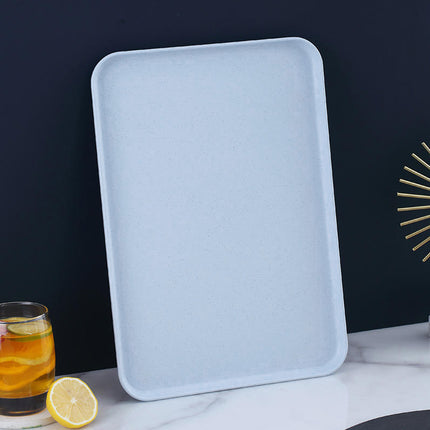 10 Pack Wheat Straw Serving Trays 43x30.5cm Stackable Easy Clean