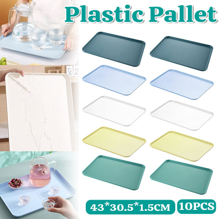 10 Pack Wheat Straw Serving Trays 43x30.5cm Stackable Easy Clean