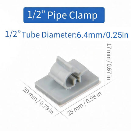 Adhesive Plastic Pipe Clamps 6.4mm 10 Pack Grey