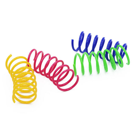 4PCS Cat Spring Toys Colourful Plastic Jumping Toy for Kitten Interactive Play