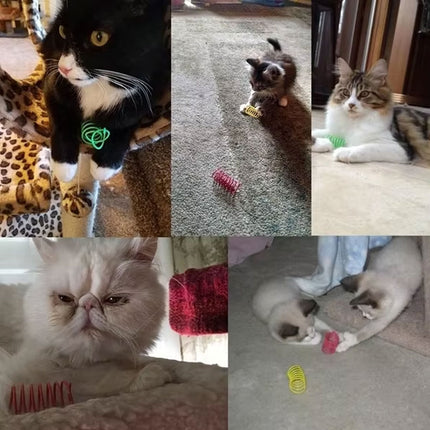 4PCS Cat Spring Toys Colourful Plastic Jumping Toy for Kitten Interactive Play