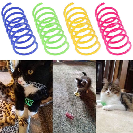 4PCS Cat Spring Toys Colourful Plastic Jumping Toy for Kitten Interactive Play